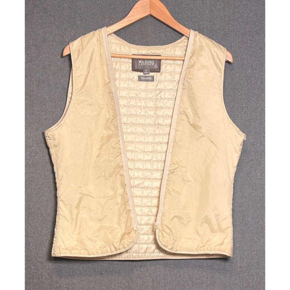 Wilsons Leather Thinsulate Insulated Vest Liner Tan Beige Mens Large Quilted